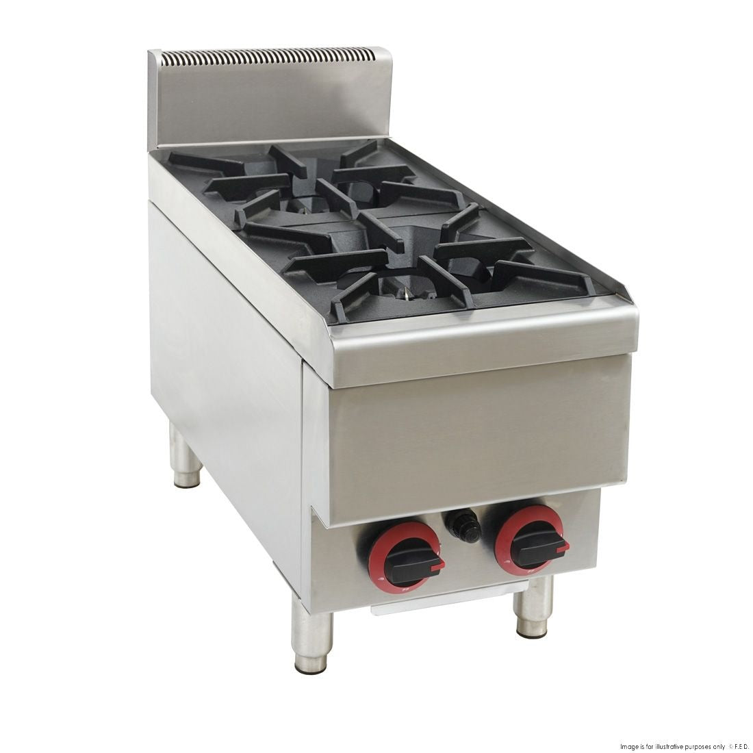 FED GASMAX JUS-TR-2BLPG Benchtop LPG 2 Burner Cooktop w/ Splashback Mattys
