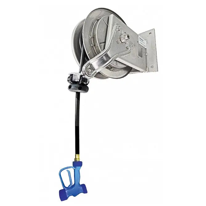 Dishwashing Yellow Tapware Heavy Duty Hose Reel Stainless Steel Construction 11m Hose with Y722 Spray Gun - KHR-1035-OSS-Y722 Mattys