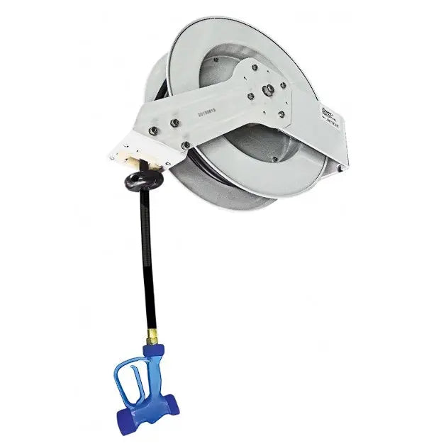Dishwashing Yellow Tapware Heavy Duty Hose Reel Grey Powder Coated 15.3m Hose with Y722 Spray Gun - KHR-1050-O-Y722 Mattys