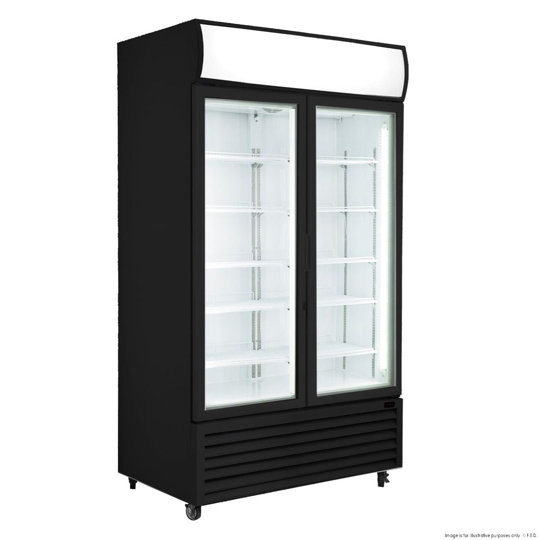 F.E.D. Thermaster LG-1000BP 1000L Colourbond Upright Beverage Fridge 2 Doors Black Mattys