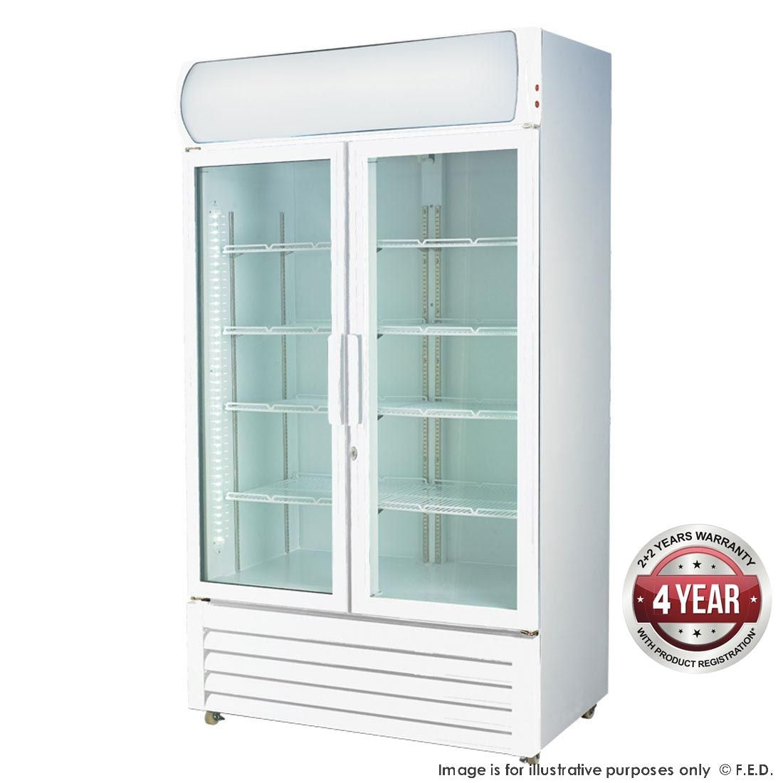 F.E.D. Temperate Thermaster Large Two Glass Door Colourbond Upright Drink Fridge LG1000GE Mattys