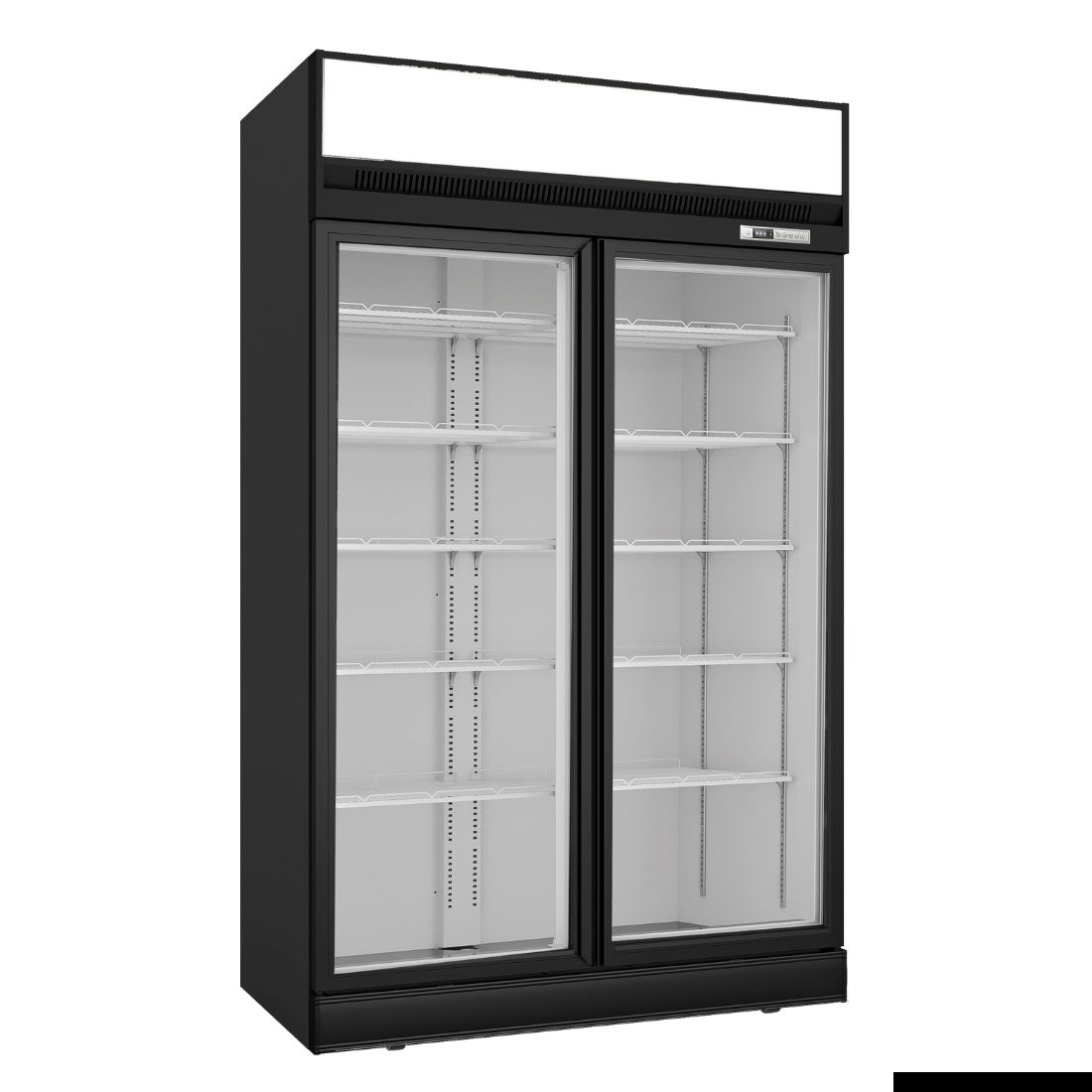 F.E.D Thermaster Black Upright Double Glass Door Freezer LG-1006DF Mattys