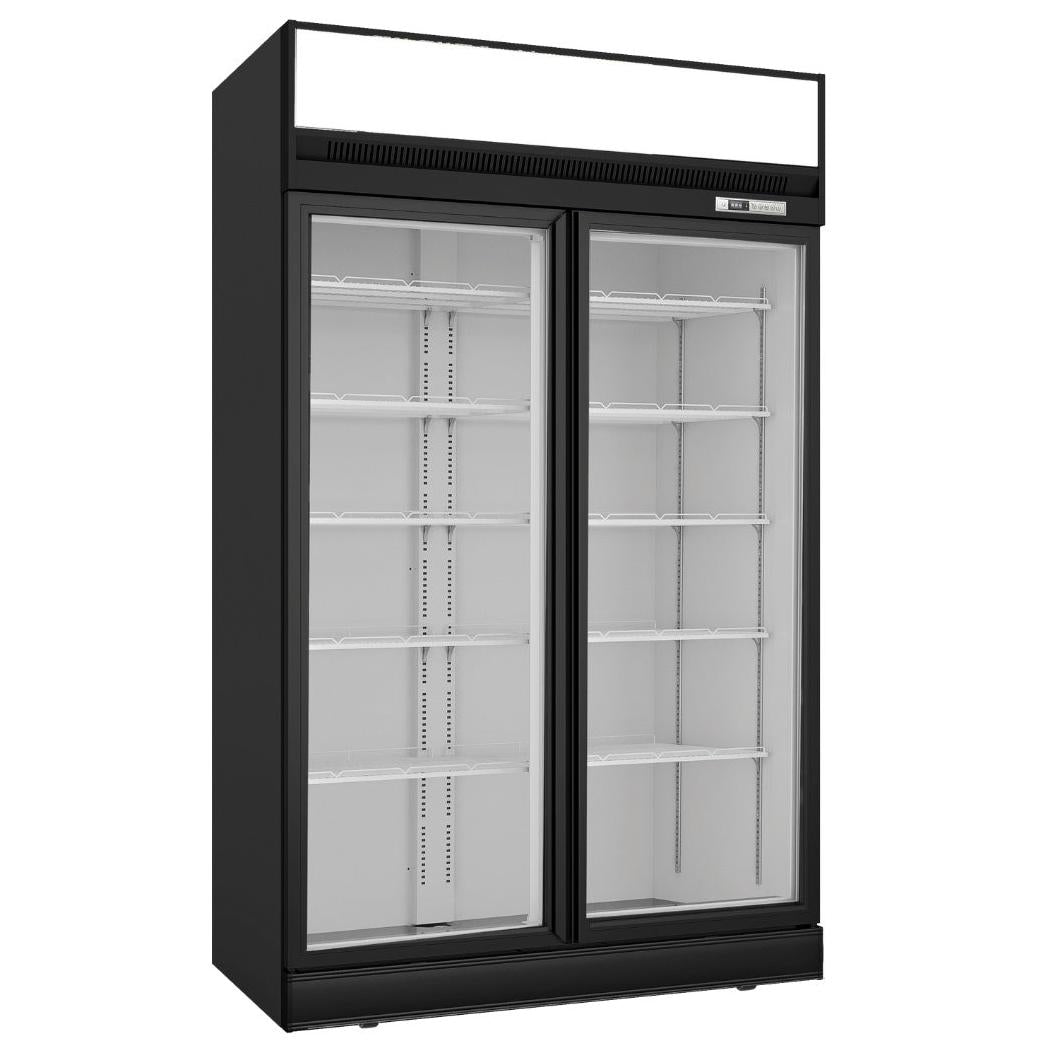 F.E.D Thermaster Black Upright Double Glass Door Freezer - LG-1006DF Mattys