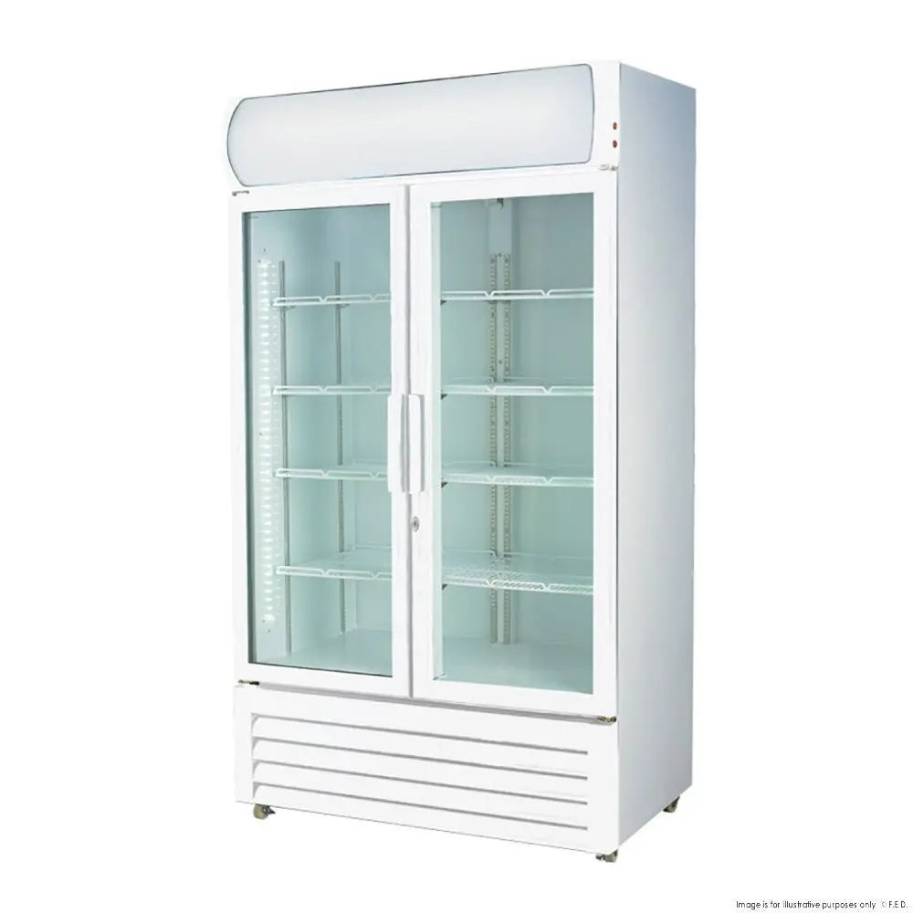 F.E.D. Thermaster LG-1200P 1200L Large Two Glass Door Colourbond Upright Drink Fridge Mattys
