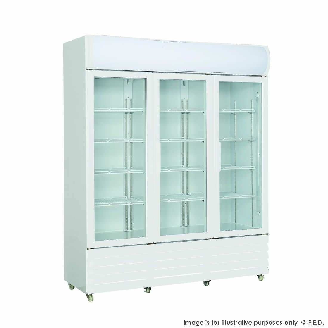 F.E.D. Temperate Thermaster Three Glass Door Colourbond Upright Drink Fridge - LG-1203GE Mattys