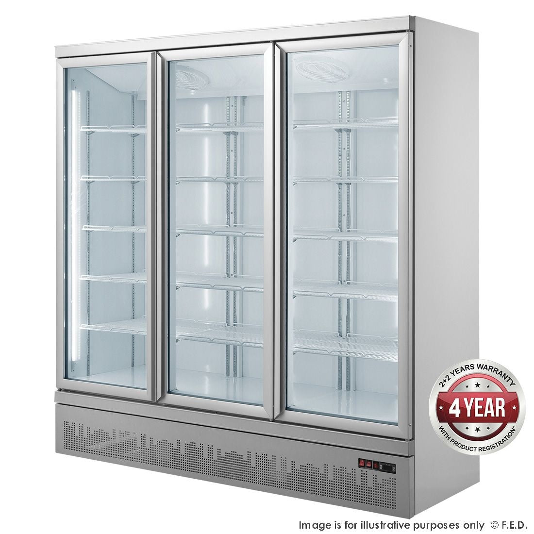 F.E.D. Temperate Thermaster Triple glass door colourbond upright drink fridge bottom mounted - LG-1500GBM Mattys