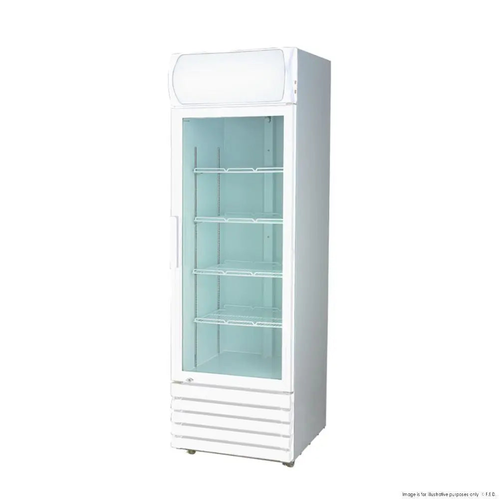 F.E.D. Thermaster LG-540P 540L Single Glass Door Colourbond Upright Drink Fridge White Mattys