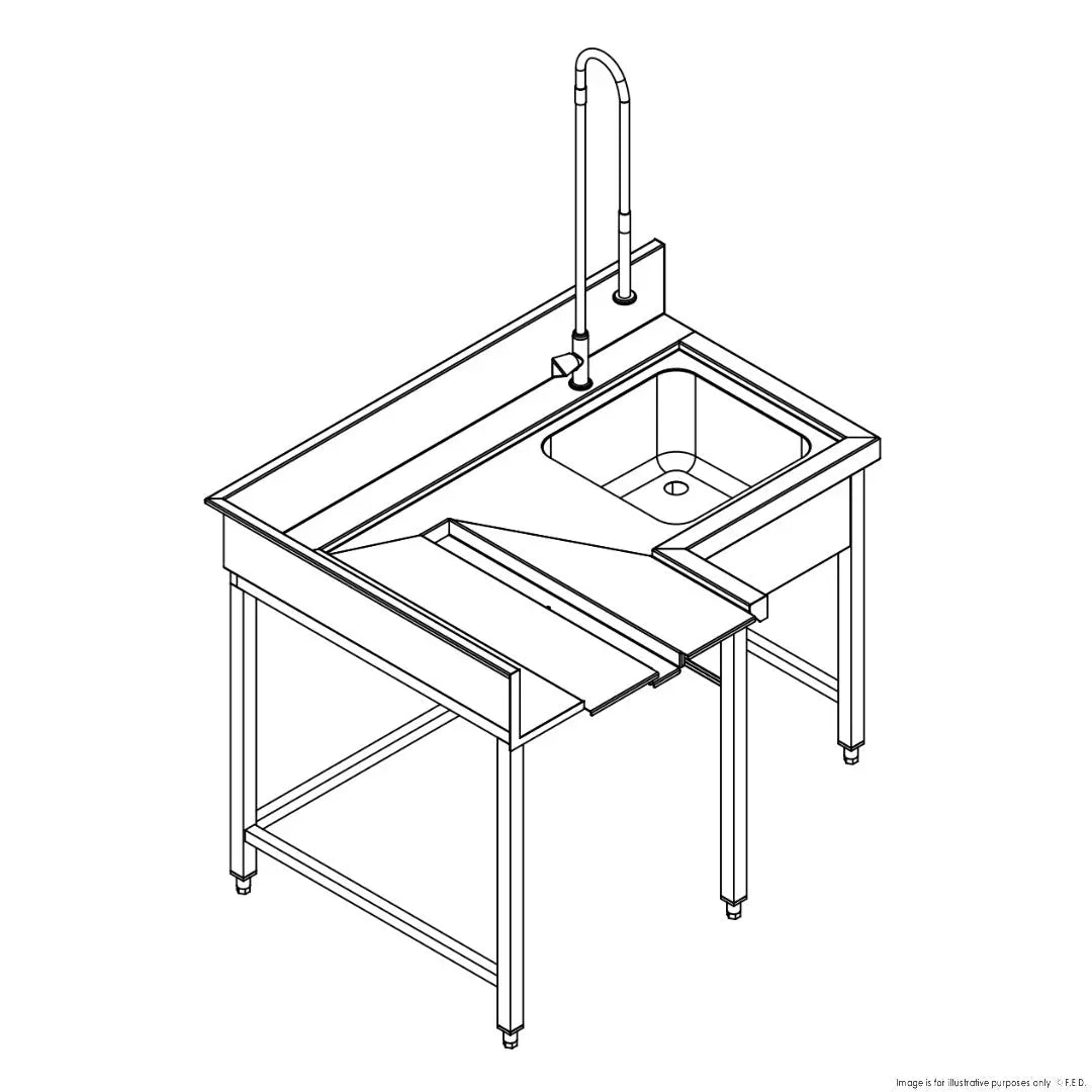 Sinks F.E.D. Fagor Pre-Rinsing Sink Bench w/ Introductor of Baskets - MCFD-1000D Mattys