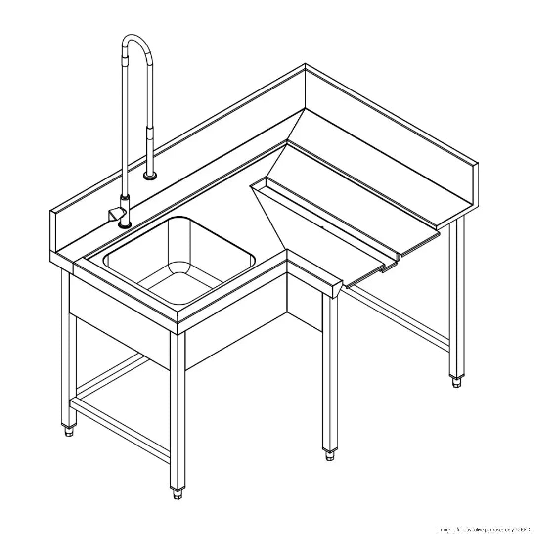 F.E.D Refrigeration Fagor Pre-Rinsing Sink Bench w/ Introductor of Baskets - MCFD-1000I Mattys