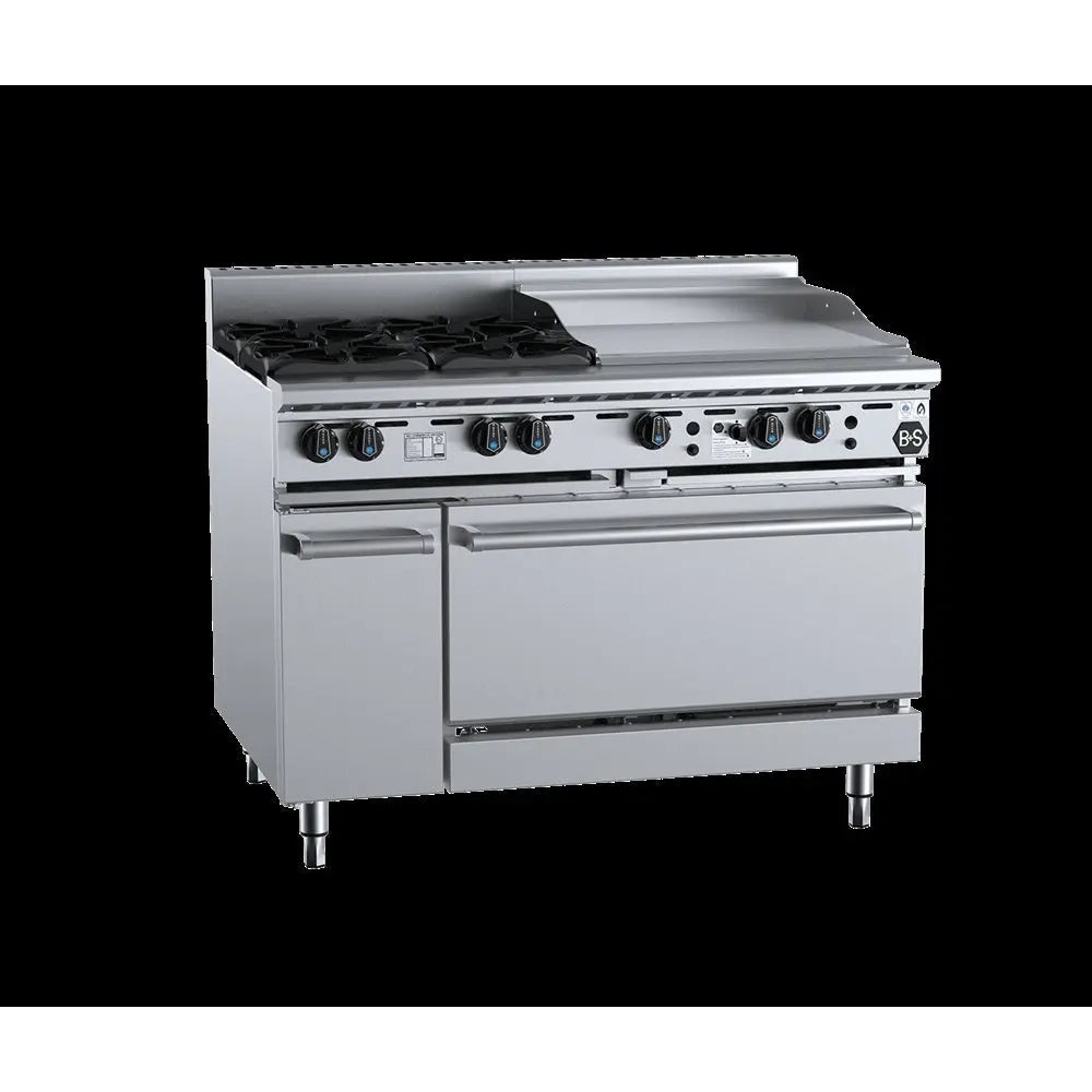 B+S Black OV-SB4-GRP6 - Gas Four Open Burners & 600mm Grill Plate with Oven Mattys