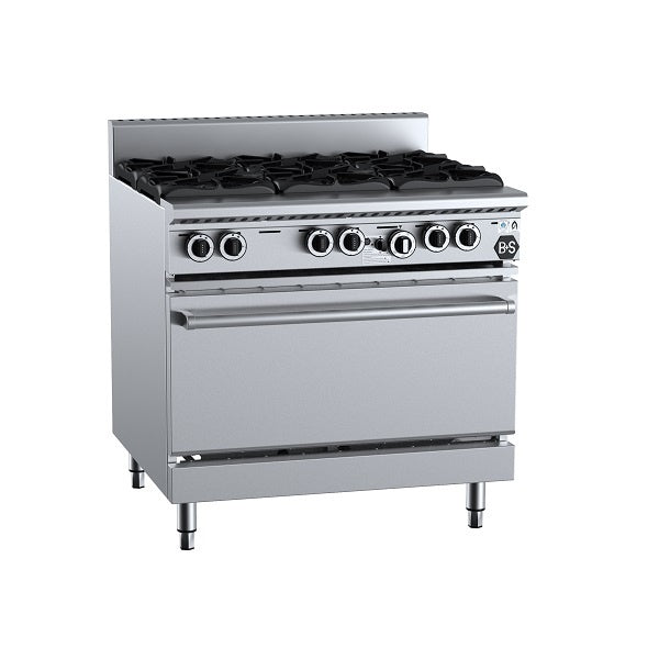 B+S Black OV-SB6 Gas Six Burner With Oven Mattys