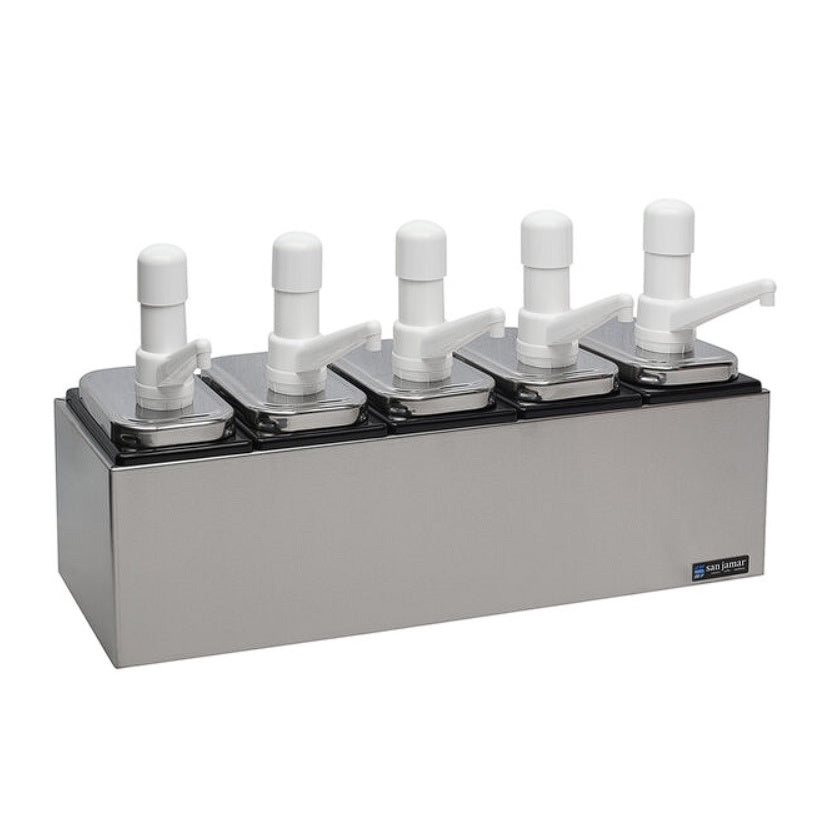 San Jamar P9715 Condiment Pump Service Center - 5 Wells Mattys