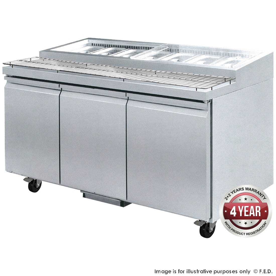 F.E.D. Temperate Thermaster three door DELUXE Pizza Prep Bench - PWB150 Mattys