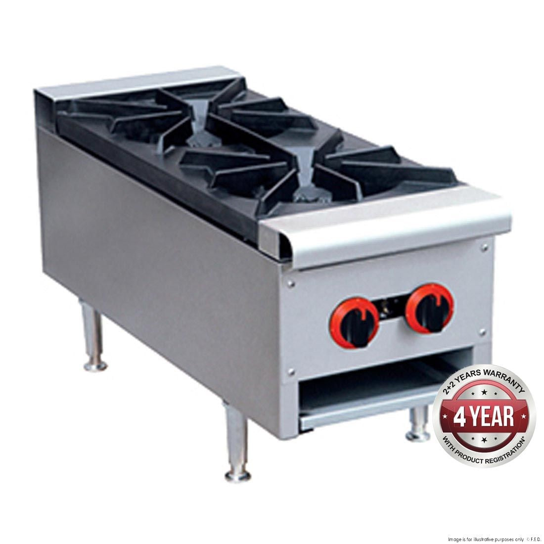 F.E.D. GASMAX- RB-2ELPG Gas Cook top LPG 2 burner with Flame Failure Mattys