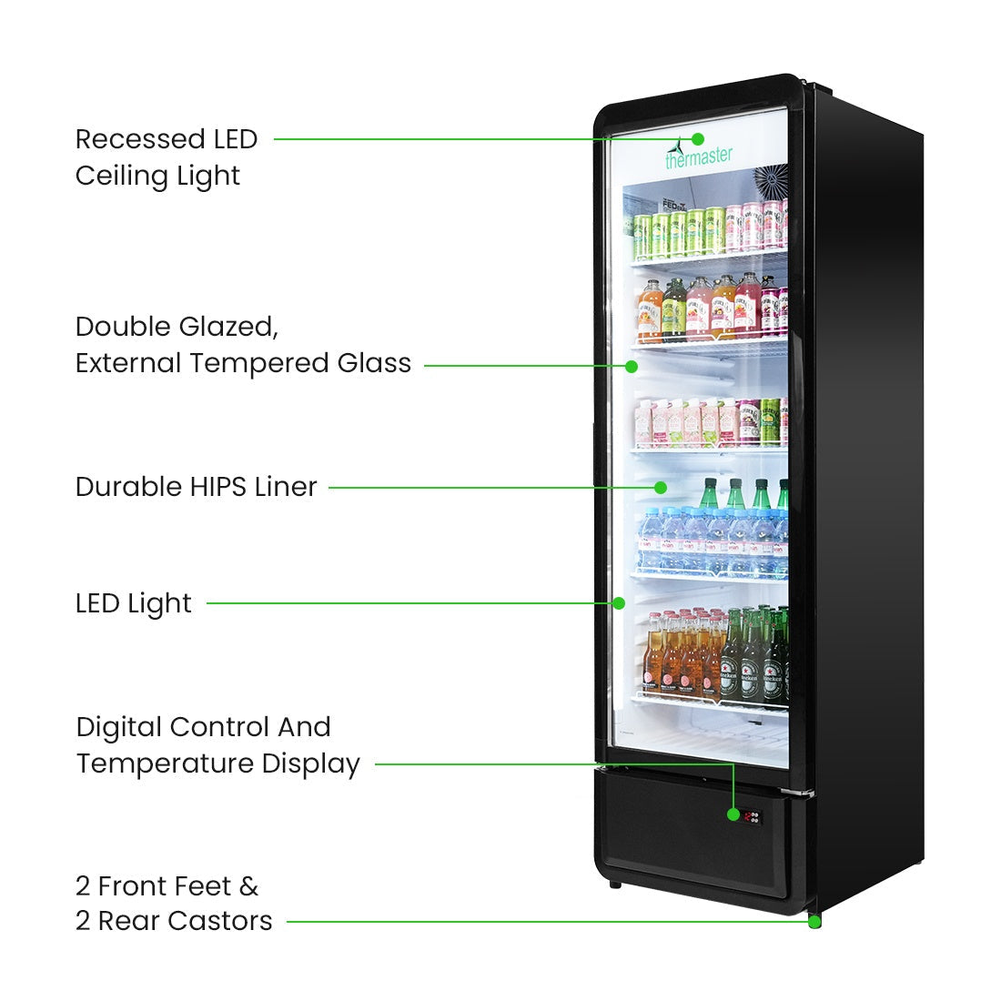 Thermaster Upright Glass Door Beverage Fridge - SDC-343B Thermaster
