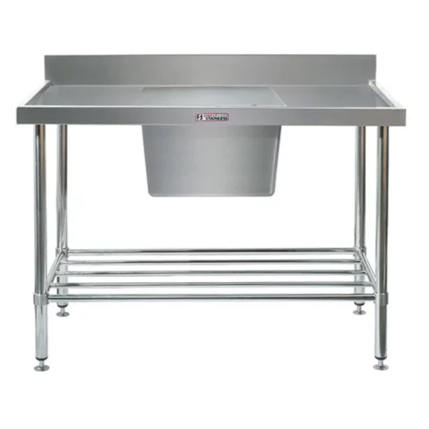 Simply Stainless Ss05.1800C Single Sink Bench With Splashback And Centre Bowl (600 Series) - 1800Mm Mattys