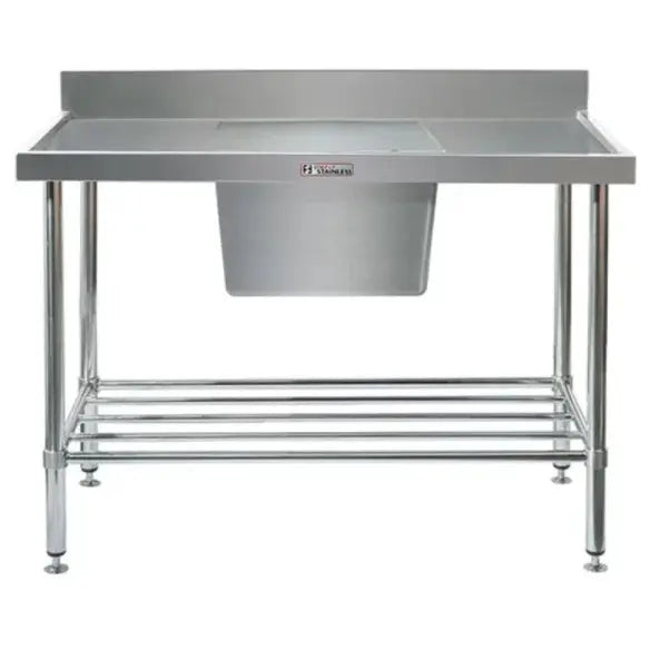 Benches Simply Stainless Single Sink Bench With Splashback And Centre Bowl (700 Series) - 600Mm - SS05.7.0600 Simply Stainless