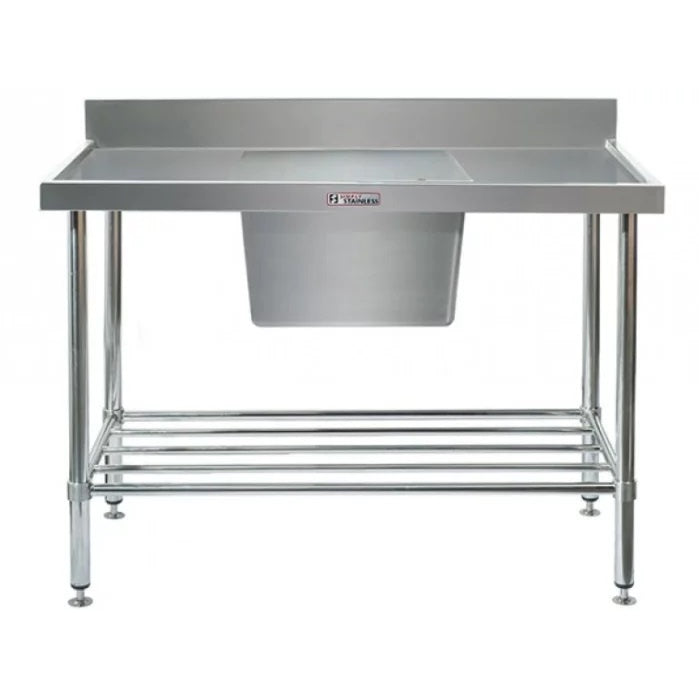 Benches Simply Stainless Single Sink Bench With Splashback And Large Centre Bowl (700 Series)- 900Mm - SS05.7.0900.PW Simply Stainless