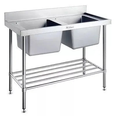 Benches Simply Stainless Double Sink Bench With Splashback (600 Series) - 1200 - SS06.1200 Simply Stainless