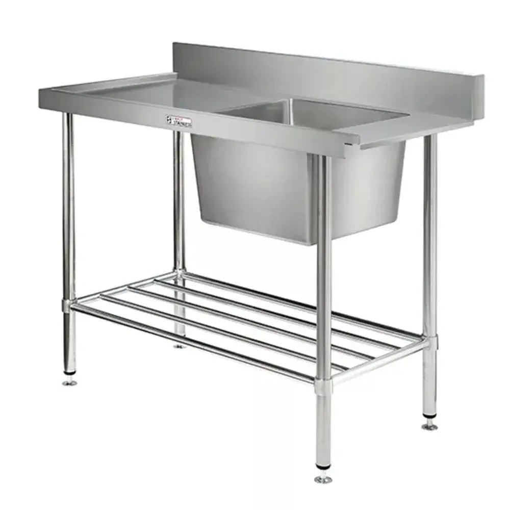 Sinks Simply Stainless Left Hand Single Sink Dishwasher Inlet Bench (600 Series) - 1200mm - SS08.1200L Simply Stainless