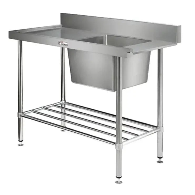 Sinks Simply Stainless Right Hand Single Sink Dishwasher Inlet Bench (600 Series) - 1500Mm - SS08.1500R Simply Stainless