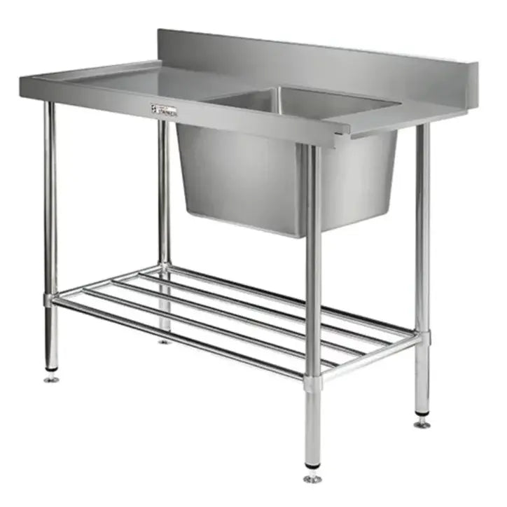 Sinks Simply Stainless Left Hand Single Sink Dishwasher Inlet Bench (700 Series) - 1200Mm - SS08.7.1200L Simply Stainless