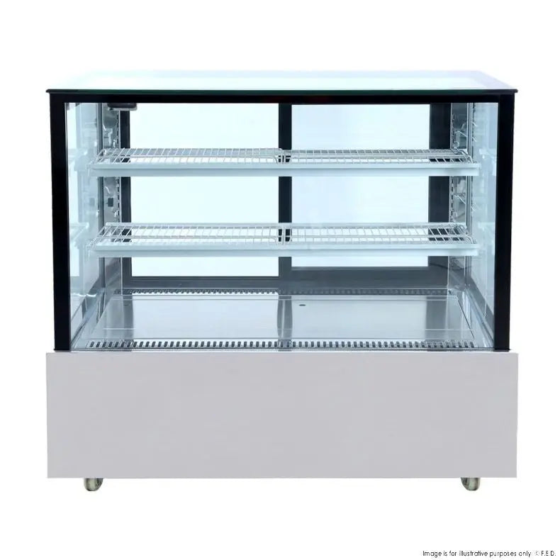 F.E.D. Bonvue Black Trim Square Glass Cake Display 2 Shelves 1200X700X1100 - SSU120-2XB Mattys
