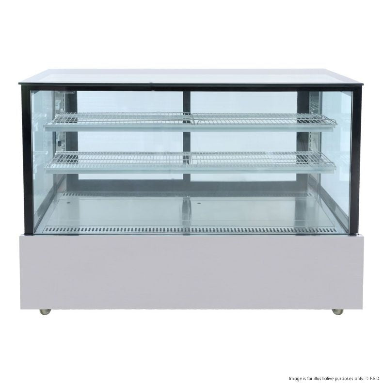 F.E.D. Bonvue SSU150-2XB Black Trim Square Glass Cake Display 2 Shelves 1500x700x1100 Mattys