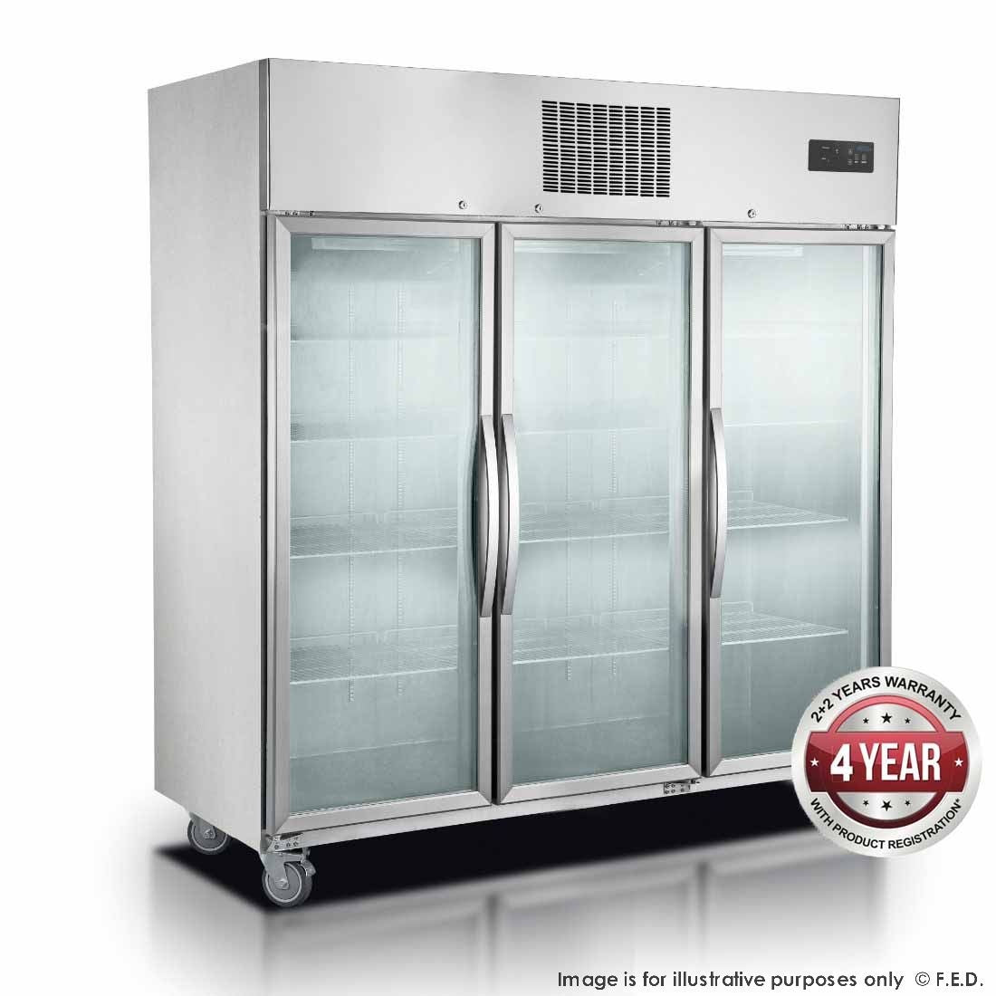 F.E.D. Temperate Thermaster Three Door Upright Display Fridge SUCG1500 Mattys