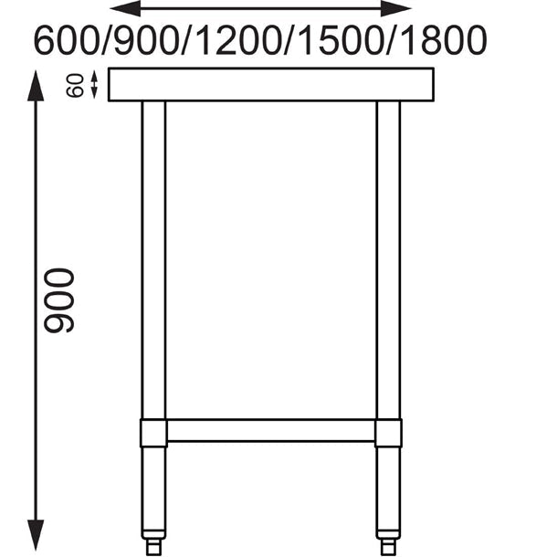 Shelving Vogue Stainless Steel Prep Table 600mm - T389 Vogue