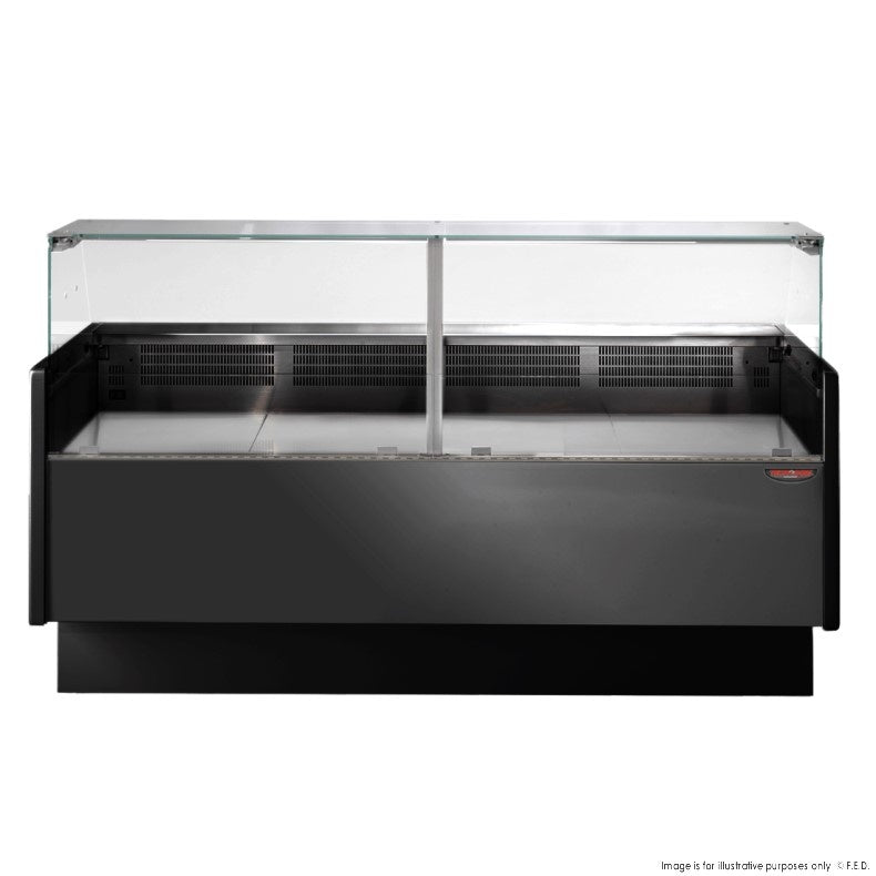 F.E.D Tecnodom-TDMR-0920B Serie MR9.5 Black 2000mm Wide Deli Display with Storage and Castors Mattys