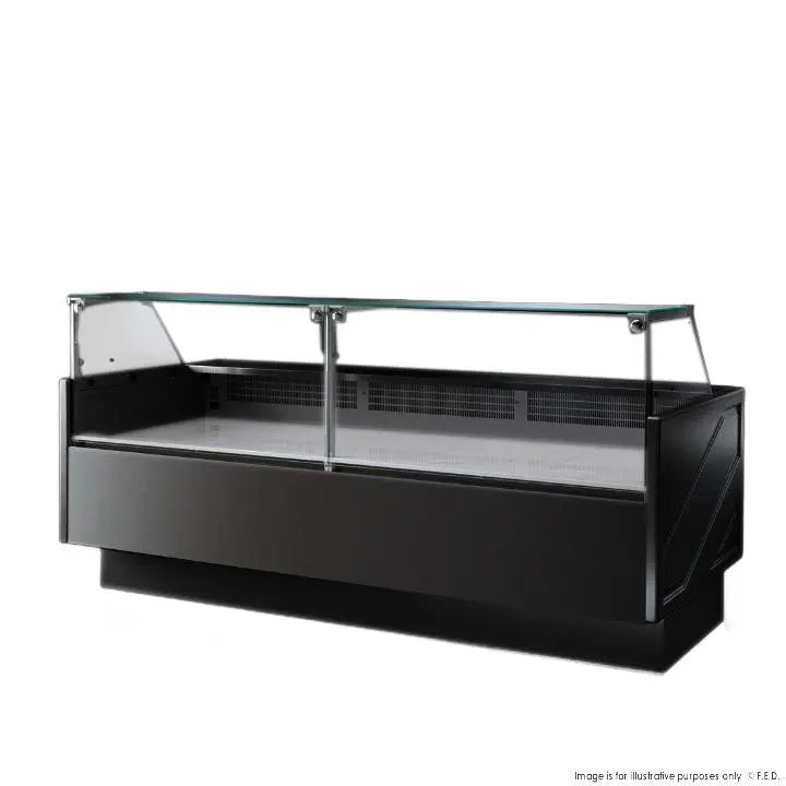 F.E.D Tecnodom-TDMR-0925B Serie MR9.5 Black 2480mm Wide Deli Display with Storage and Castors Mattys