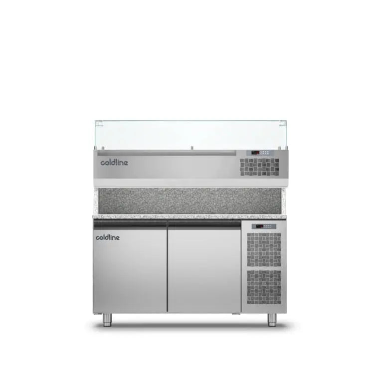 Food Preparation Coldline TZ13/1M VP - Pizza Preparation Counter 2 Door - With Display Case - TZ13/1M VP Mattys