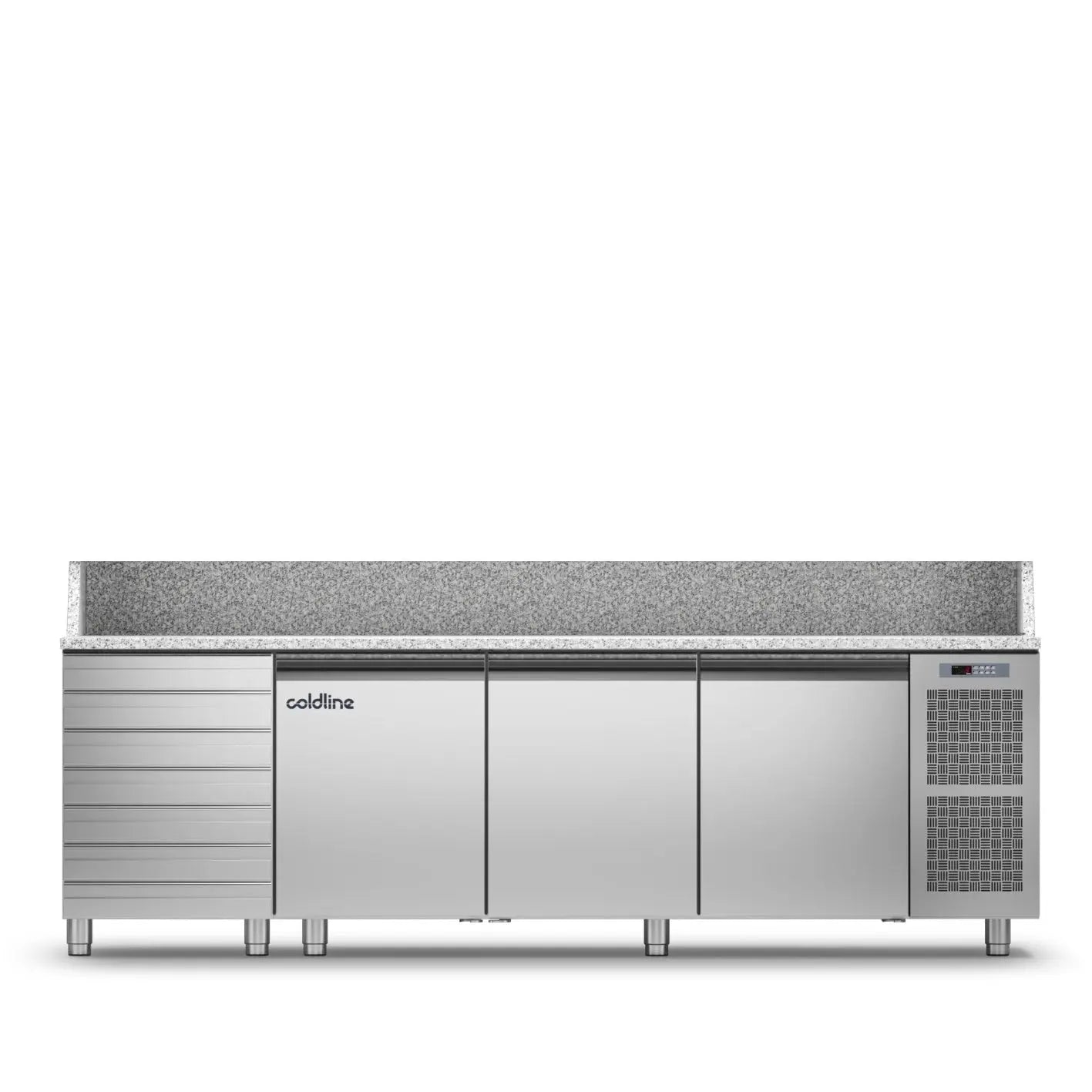 Coldline TZ17/1MC - 3 Door 7 Drawers Prep Bench - With Top Mattys