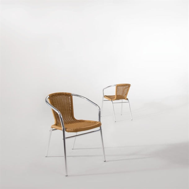 Cleaning Products Bolero Natural Wicker Chair with Aluminium Frame (Pack 4) - U422 Bolero