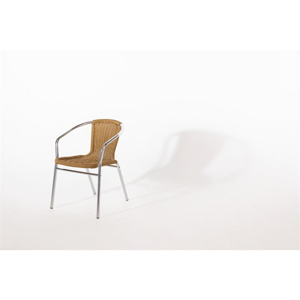 Cleaning Products Bolero Natural Wicker Chair with Aluminium Frame (Pack 4) - U422 Bolero