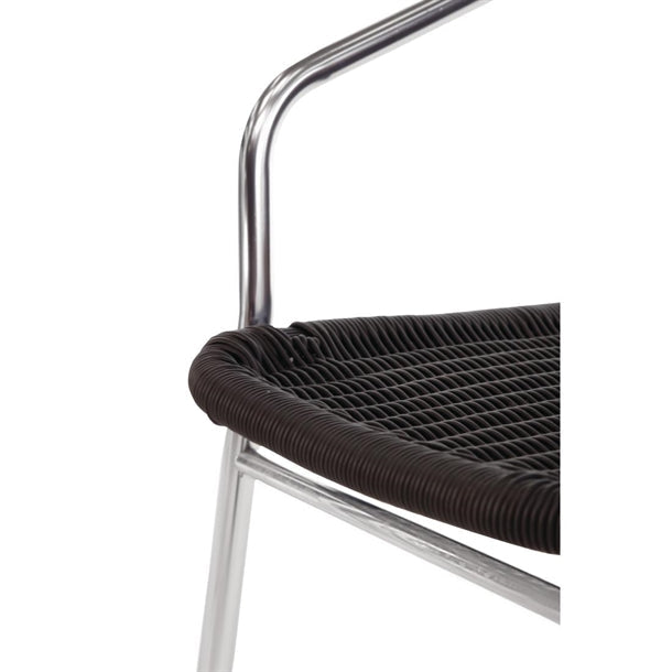 Cleaning Products Bolero Black Wicker Chair with Aluminium Frame (Pack 4) - U507 Bolero