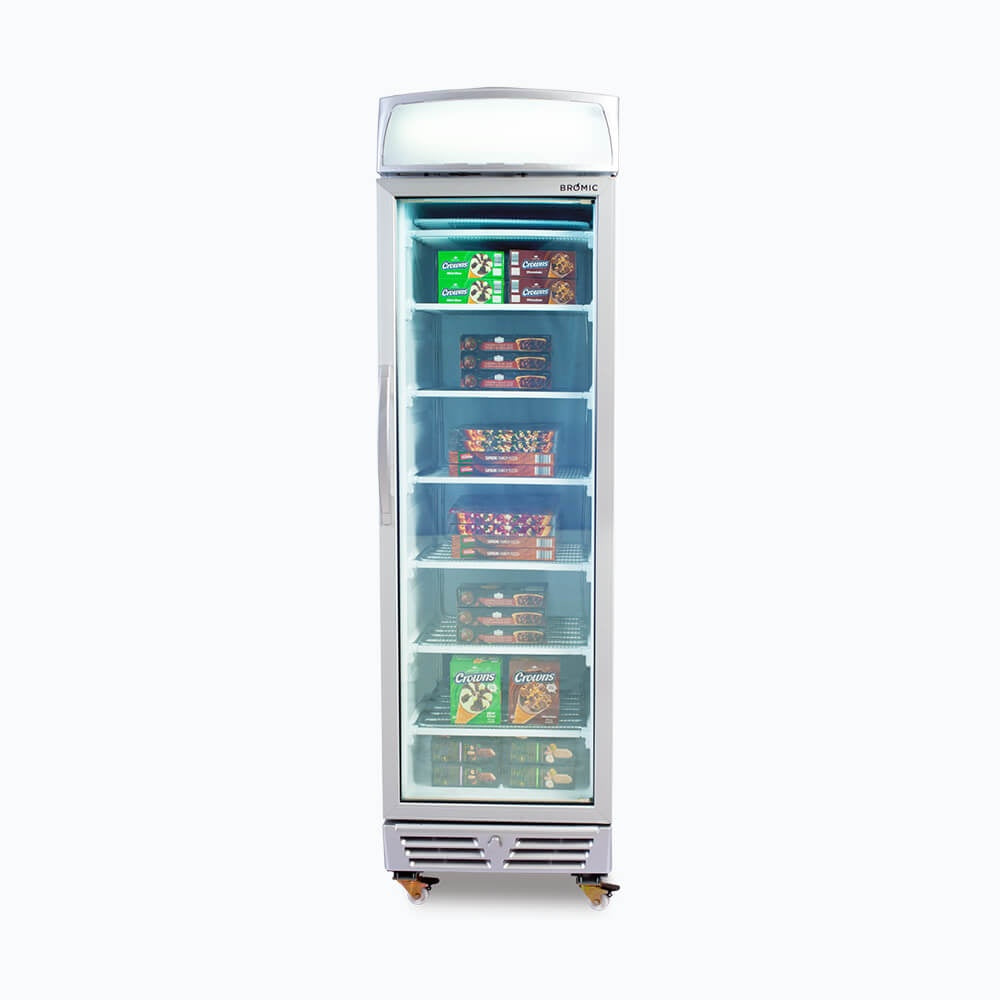 Bromic UF0374LS - Upright Display Freezer - 300L - 1 Door - Flat Glass - Lightbox