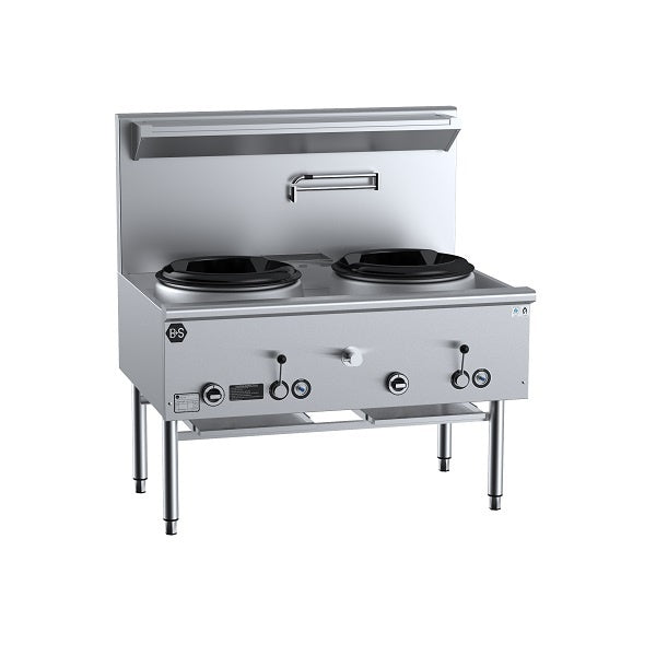 B+S Black UFWWD-2 Gas Two Hole Deluxe Waterless Wok Table Mattys