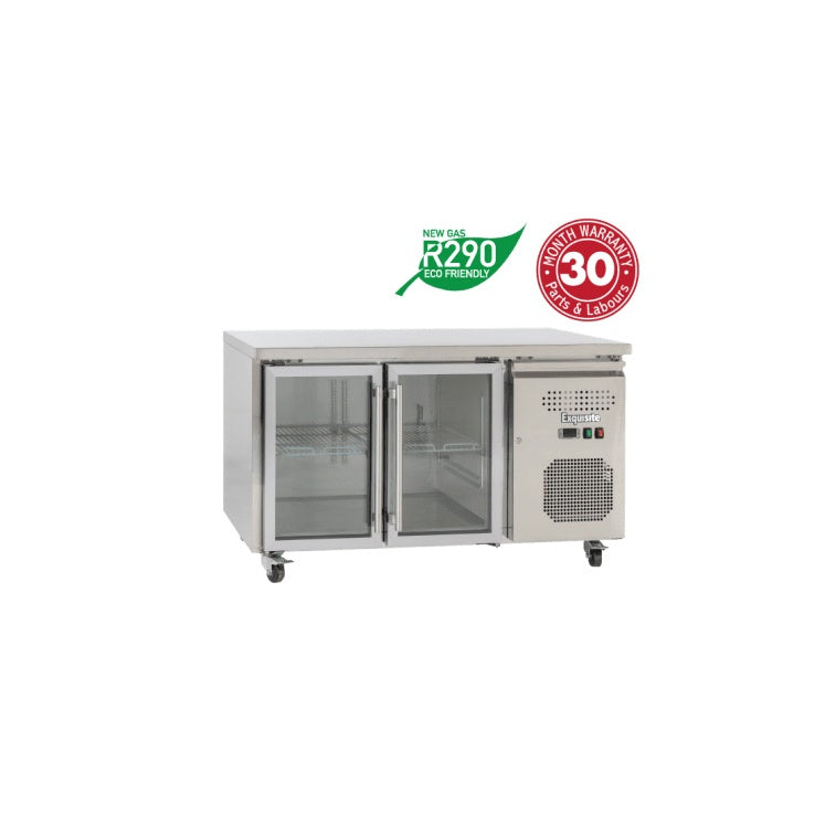 EXQUISITE USC260G Two Glass Door Underbench Fridge Mattys