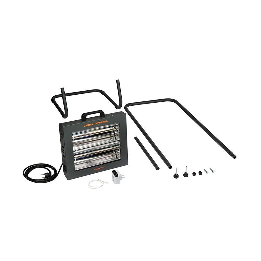 Varmatec Varma Fire Revolving floor model double infrared Heater with Waterproof Design and On/Off Switch Controls Mattys