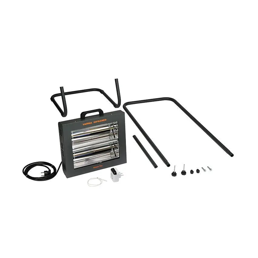 Varmatec Varma Fire Revolving floor model double infrared Heater with Waterproof Design and On/Off Switch Controls Mattys