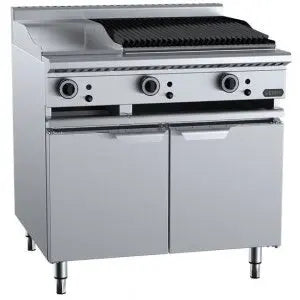 B+S Commercial Kitchen Verro Combination Tops 300mm Grill Plate & 600mm Char Broiler Bench Mounted - VBT-GRP3-CBR6BM Mattys