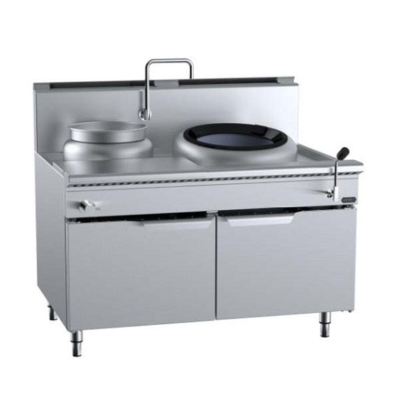 B+S Verro VCCF-HP1+1L Gas Single Hole Hi Pac Wok with Left Rear Pot - Cabinet Mounted Mattys