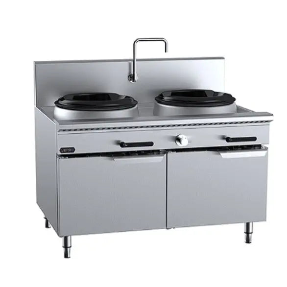 Cook Tops B+S Verro Two Hole Deluxe Waterless Wok Table with Two RHS Burners - VUFWWD-2SB2 Mattys
