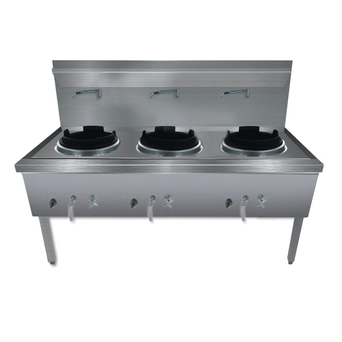 Gasmax Stainless Steel Waterless LPG Triple Wok Chimney Burner - WW-3LC Gasmax