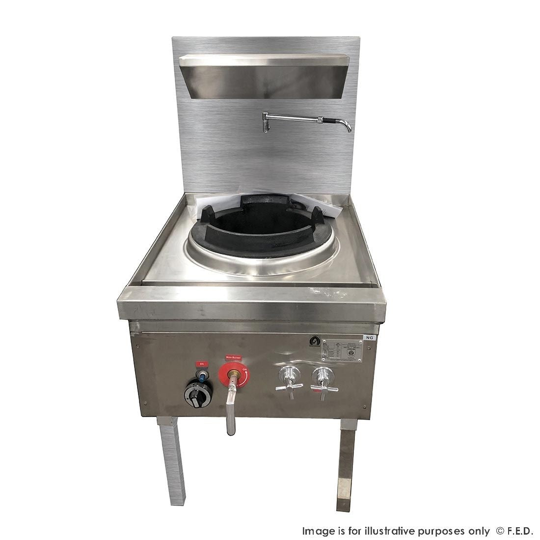 F.E.D. Gasmax Stainless Steel Waterless Nature Gas Single Wok WW1N Mattys