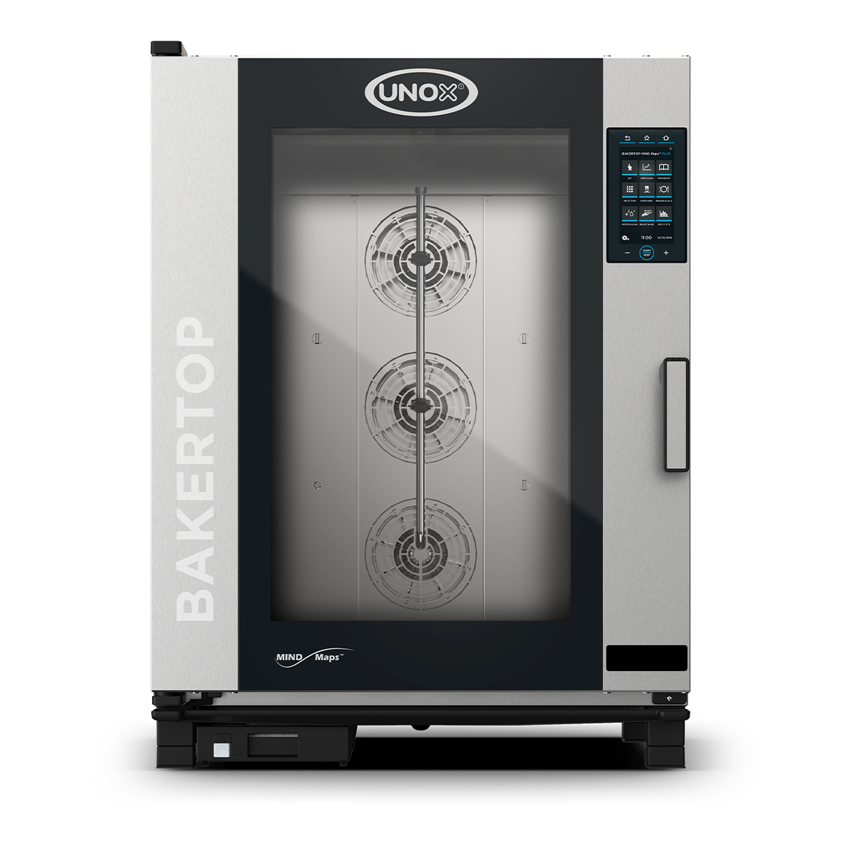 UNOX BAKERTOP MIND.Maps PLUS Gas 10 Tray Left Hinge (XEBC-10EU-GPRM) with a left hinged door β a commercial combi oven for bakeries and foodservice.