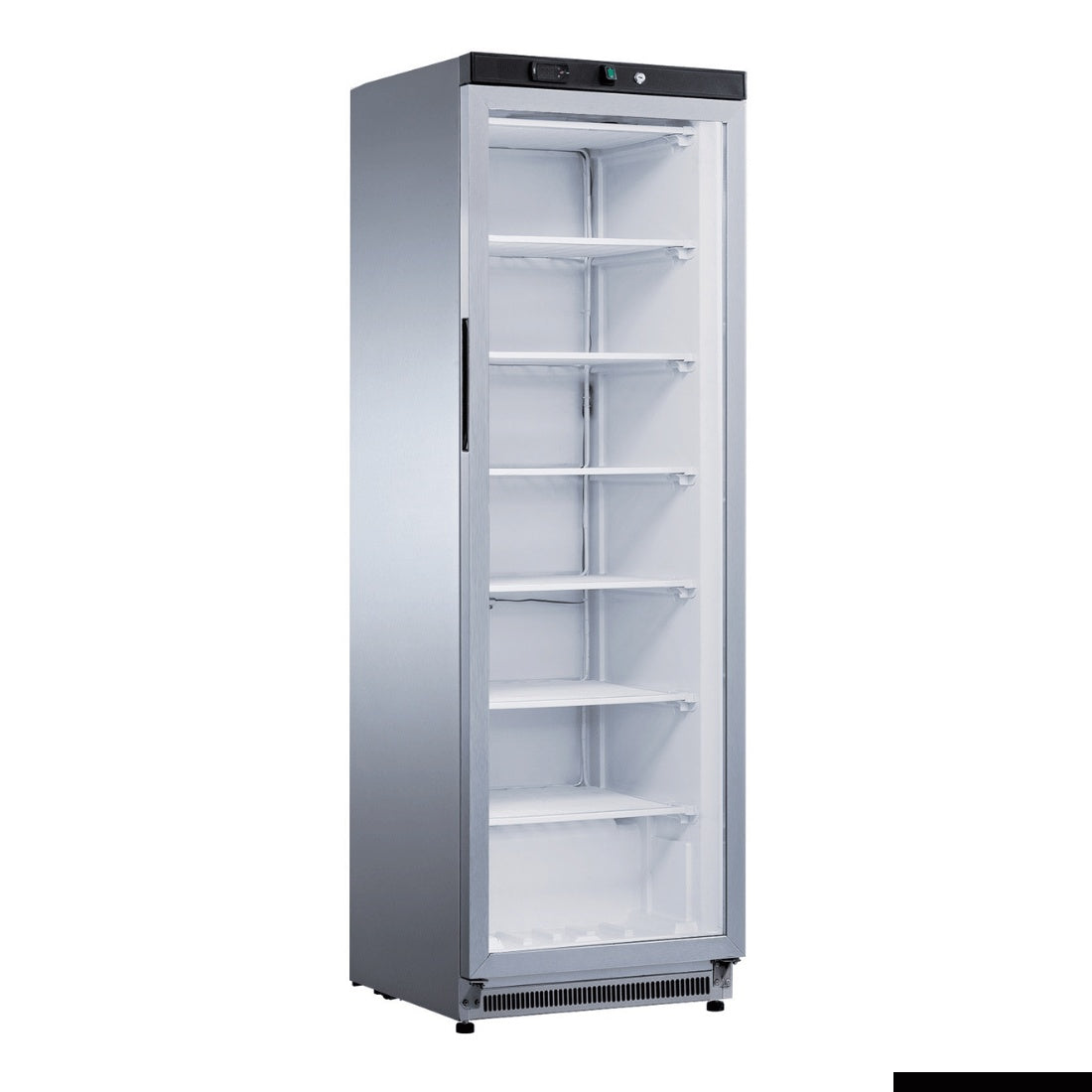 F.E.D Thermaster XF400SG Stainless Steel Upright Static Display Freezer Mattys