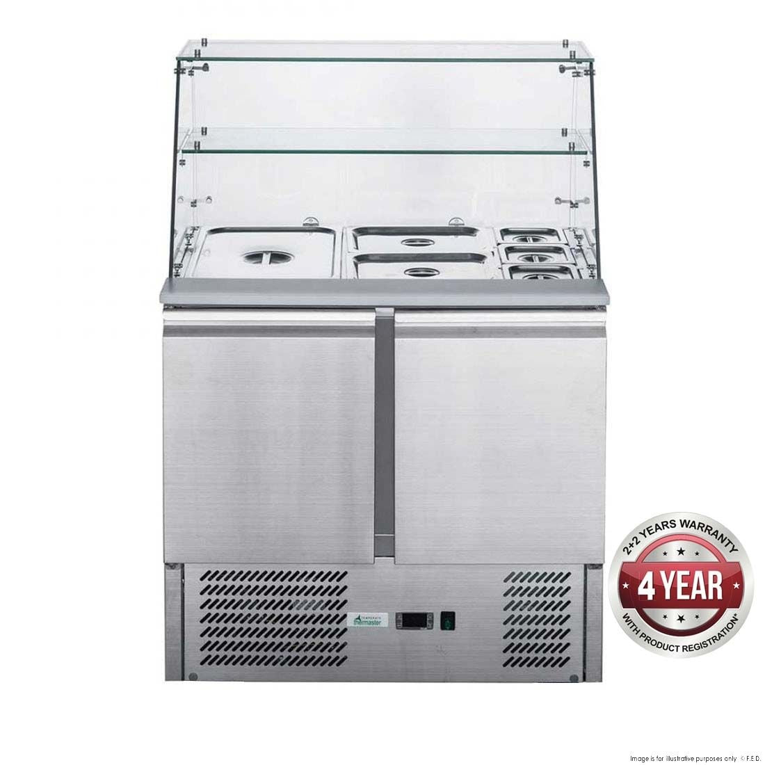 F.E.D. FED-X Two Door Salad Prep Fridge with Square Glass - XS900GC Mattys